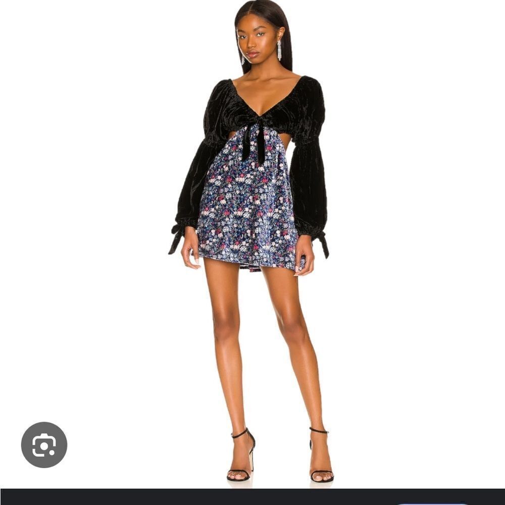 New Tularosa Carmella mini dress floral velvet cut out revolve XS